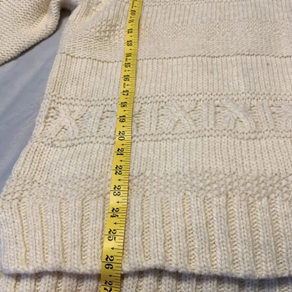 American eagle size medium cream chunky knit fishermans sweater crewneck wool - Picture 5 of 11